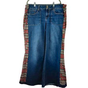 SEVEN7 Upcycled Boho Hippie Wide Leg Stretch JEANS Sz. 16